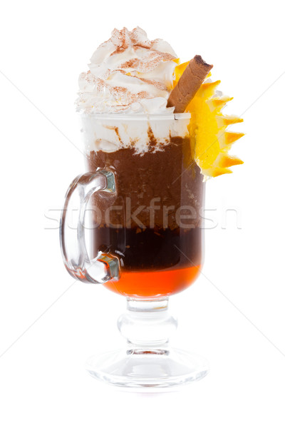 Narancs csábítás forró csokoládé szirup tejszínhab felső Stock fotó © Lighthunter