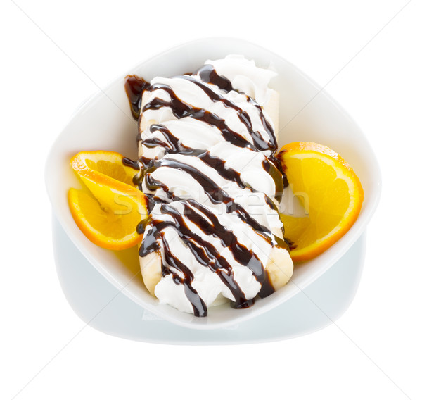 Banana split over white Stock photo © Lighthunter