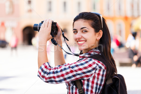 Fotografo giovani bella turistica ragazza Foto d'archivio © Lighthunter