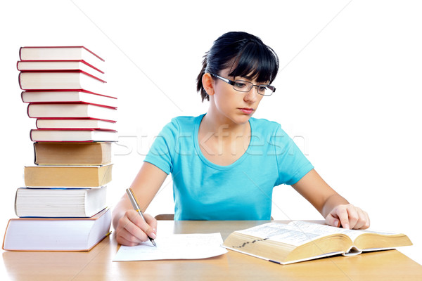 Sagesse fille apprentissage table livres [[stock_photo]] © Lighthunter