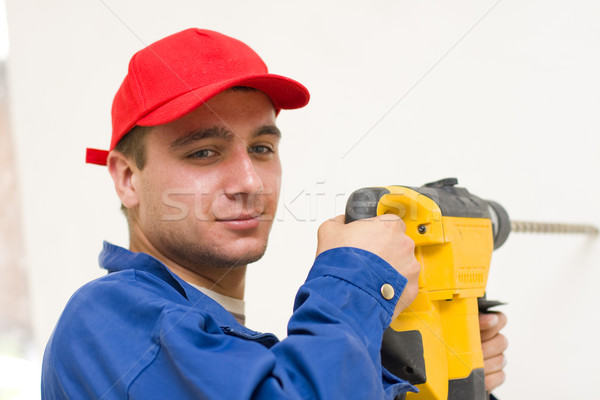 Boldog dolgozik férfi fiatalember tart kéz Stock fotó © Lighthunter