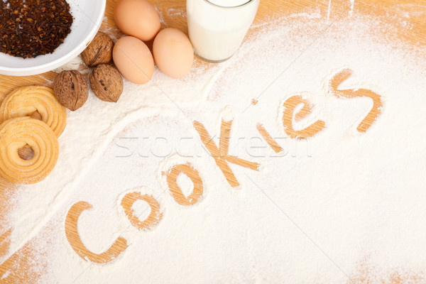 Сток-фото: написанный · мучной · Cookies · слово · таблице · Ингредиенты