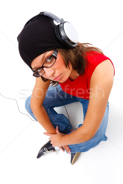 Giovani musica ragazza ascoltare musica isolato Foto d'archivio © Lighthunter