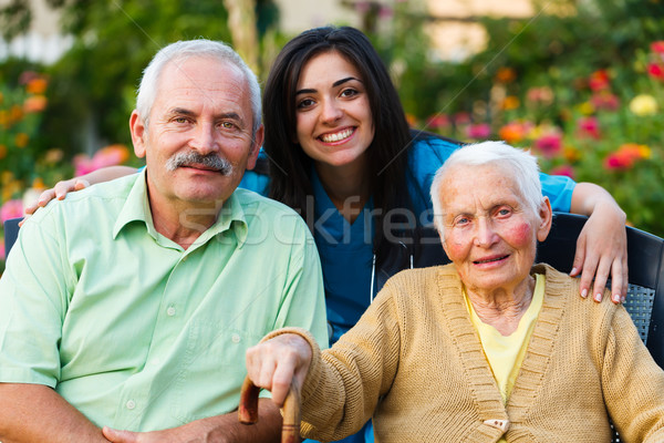 Stockfoto: Senior · familie · arts · omhoog · vrouw
