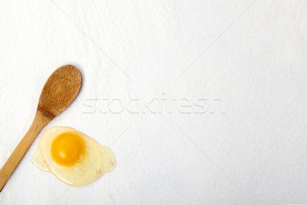 Uovo cucchiaio tavola farina uova Foto d'archivio © Lighthunter