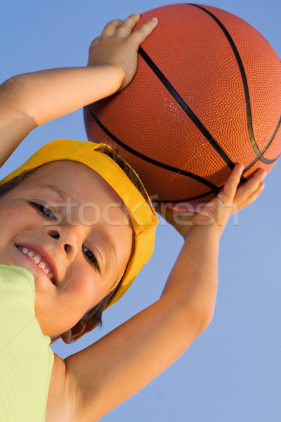 Boy with basket ball Stock photo © lightkeeper