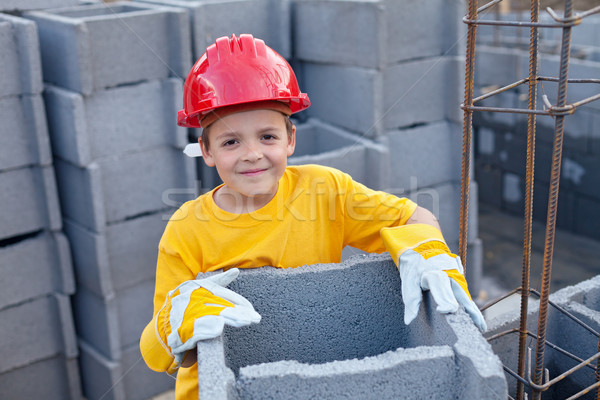 Szakmai útmutatás fiú építkezés építkezés munka Stock fotó © lightkeeper