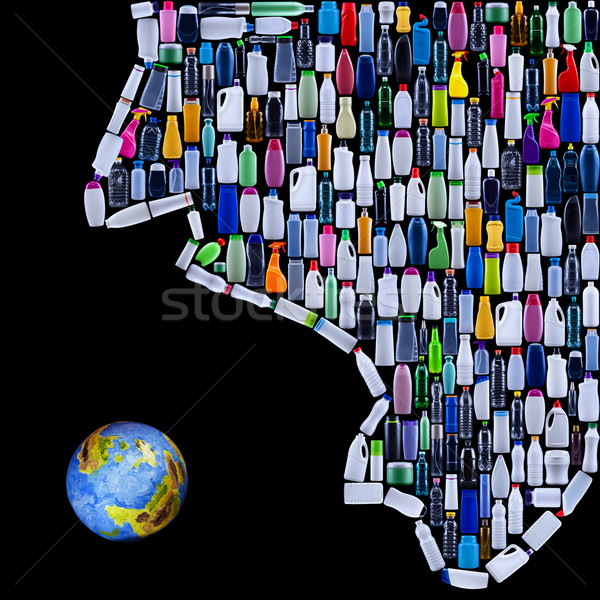 Man beschaving aarde moderne plastic flessen Stockfoto © lightkeeper
