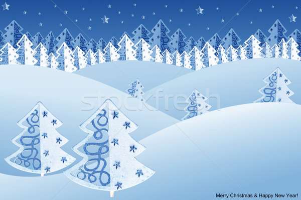 Christmas night winter scene Stock photo © lightkeeper