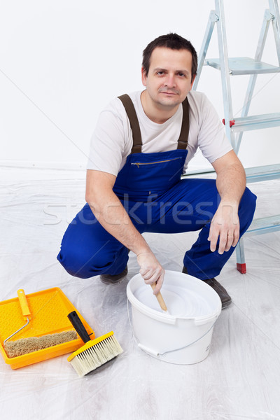 Arbeitnehmer malen Besteck Bau home Industrie Stock foto © lightkeeper