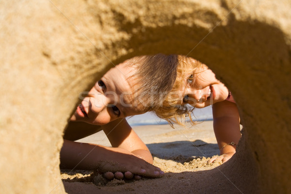 Spaß Sand zwei Kinder schauen Stock foto © lightkeeper