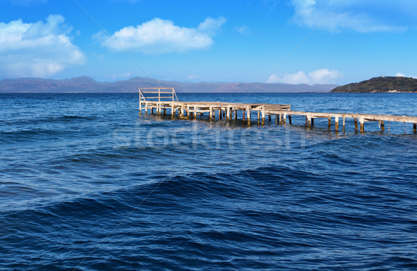 Old wooden pier on Corfu island in Greece Stock photo © lightkeeper