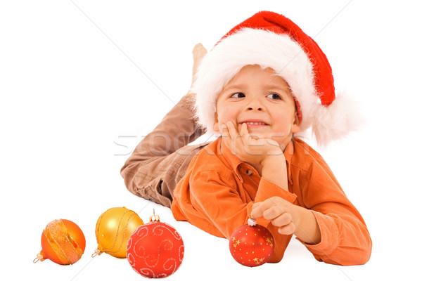 Stockfoto: Jongen · christmas · geïsoleerd · presenteert · glimlach