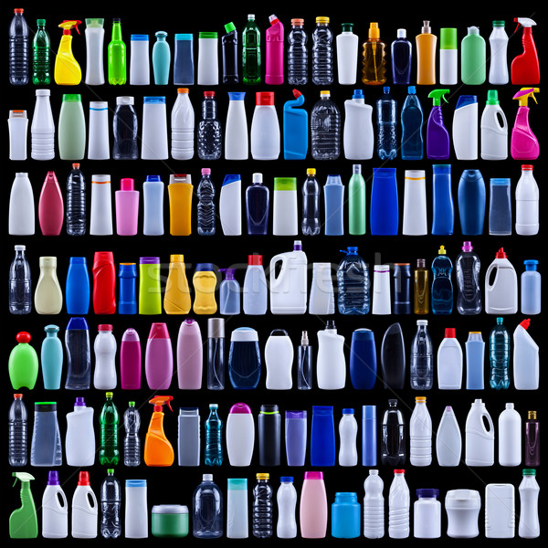 Large set of plastic bottles on black Stock photo © lightkeeper