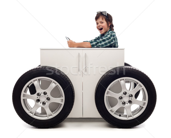 Young motorist - boy playing Stock photo © lightkeeper