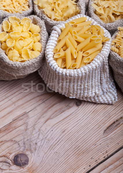 Assorted pasta in burlap bags Stock photo © lightkeeper