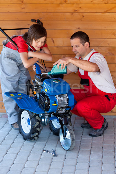 Wenig Maschine Mann Junge Arbeit Kind Stock foto © lightkeeper