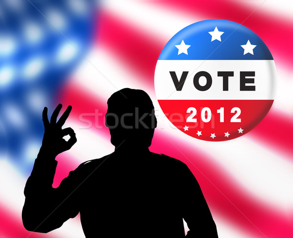 Stockfoto: Amerikaanse · presidents- · verkiezingen · banner · man · silhouet