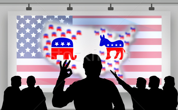Amerikaanse presidents- verkiezingen silhouet menigte marketing Stockfoto © lightkeeper