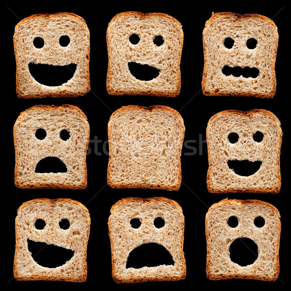 Ekmek dilimleri yüz ifadeler mutlu üzücü Stok fotoğraf © lightkeeper