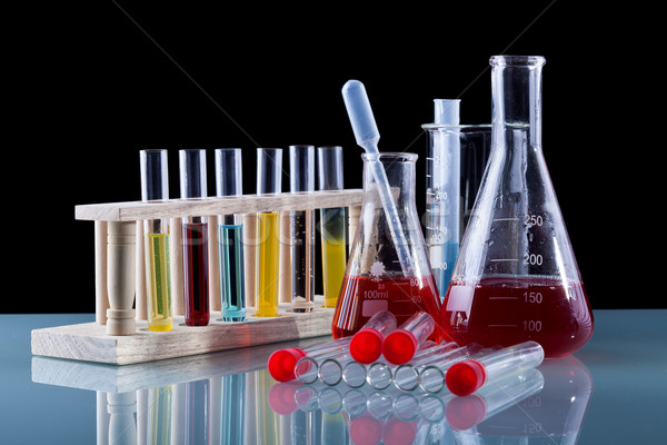 Chemistry class utensils on glass table Stock photo © lightkeeper
