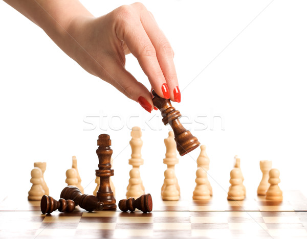 şah femeie mână joc tabel grup Imagine de stoc © lightkeeper