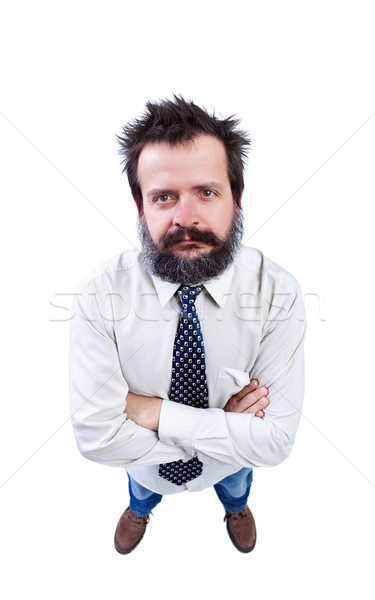 Man with funny hair and bushy beard looking up Stock photo © lightkeeper