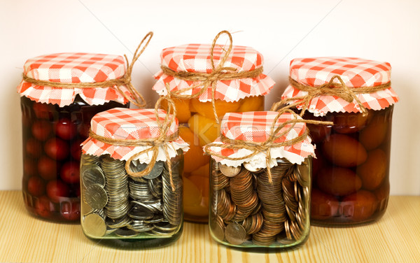 Canned goods on the shelf - savings concept Stock photo © lightkeeper