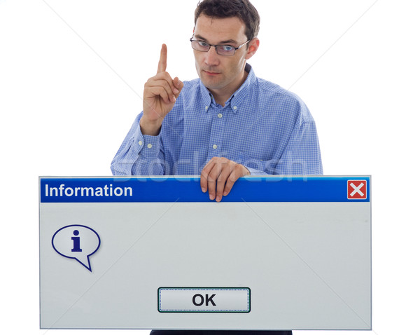 Vigyázat technológia férfi figyelmeztetés számítógép üzenet Stock fotó © lightkeeper