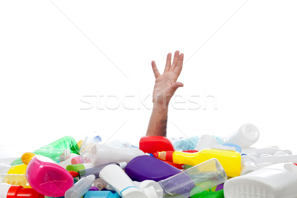 Environment concept with human hand and plastic recipients Stock photo © lightkeeper