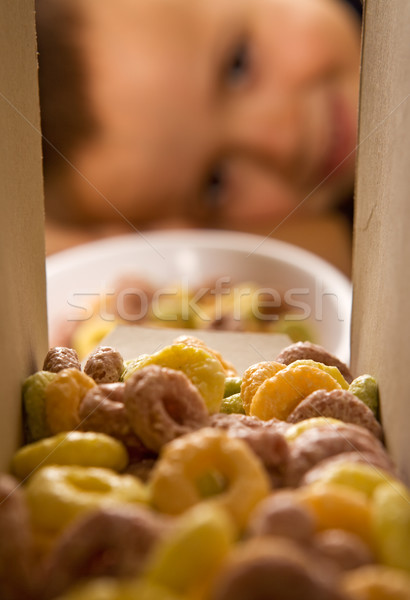 Boy eagerly waiting for the breakfast cereals Stock photo © lightkeeper
