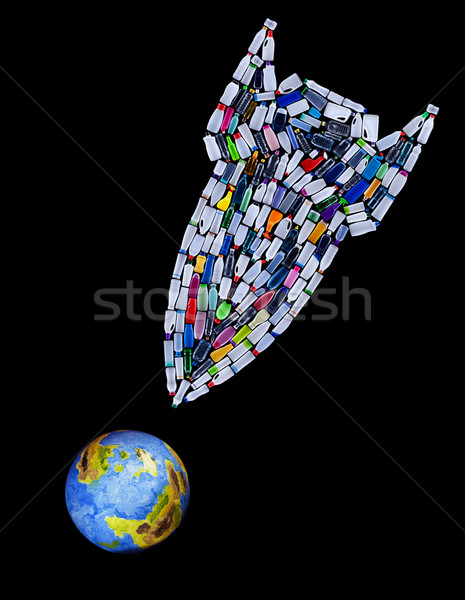 Rocket bomb made of plastic bottles threatening our planet Stock photo © lightkeeper
