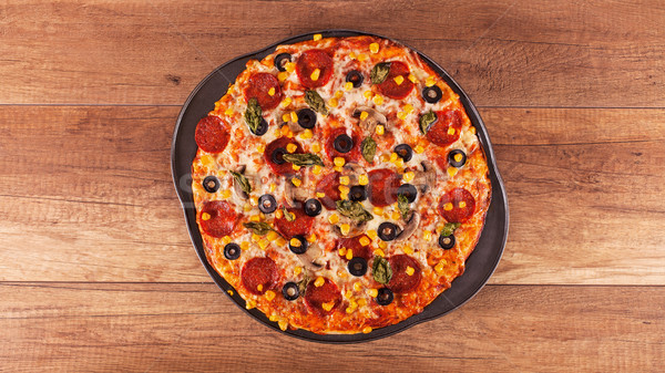 Foto stock: Pizza · pronto · comer · topo