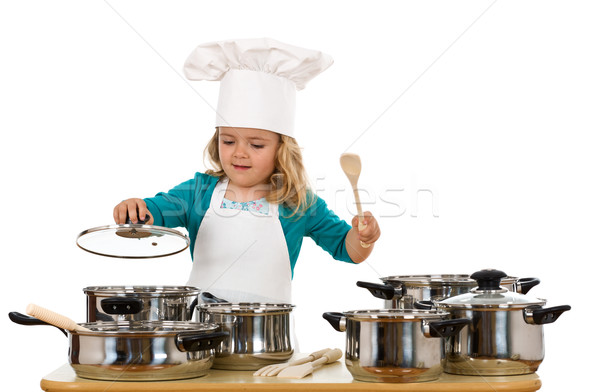 Child playing with cooking bowls Stock photo © lightkeeper