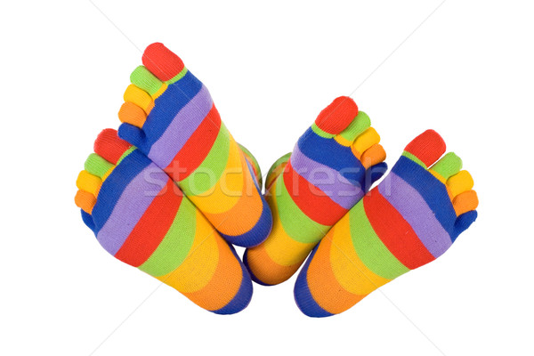 Férfi nő vicces zokni megérint izolált Stock fotó © lightkeeper
