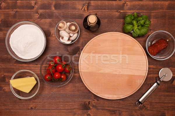 Ingrédients pizza maison haut vue Photo stock © lightkeeper