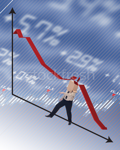 üzletember recesszió férfi papír doboz piros Stock fotó © lightkeeper