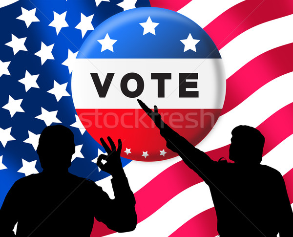 Stockfoto: Amerikaanse · presidents- · verkiezingen · banner · man · teken