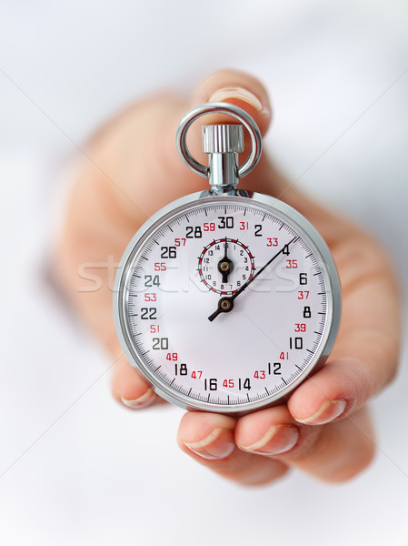 Stock photo: The clock is ticking - stopwatch in woman hand
