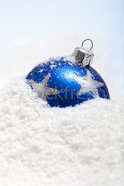 One blue christmas bauble in the snow Stock photo © lightkeeper