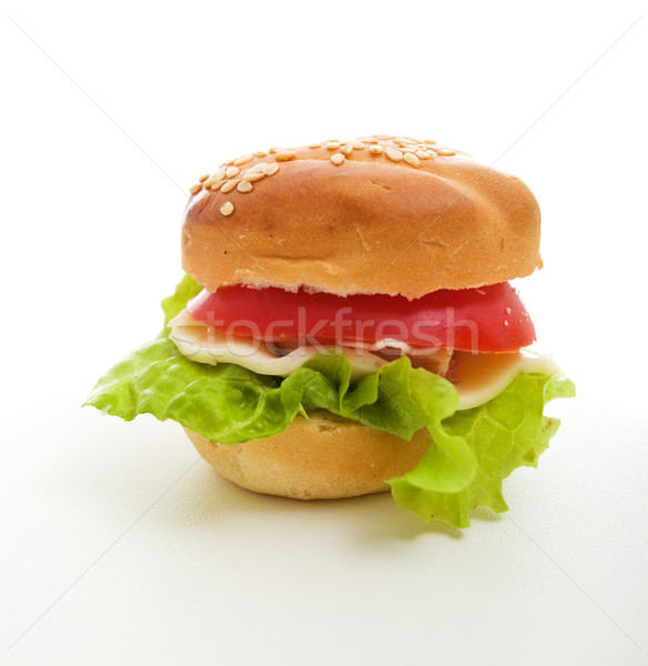 Mordre taille hamburger viande végétarien blanche Photo stock © lightkeeper
