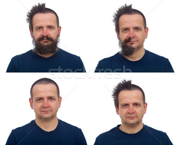 átalakulás kócos haj szakáll férfi arc Stock fotó © lightkeeper