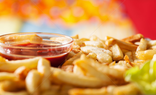 Patates kızartması ketçap lezzetli çanak makro Stok fotoğraf © lightkeeper