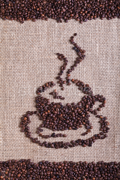 Stock photo: Coffee beans on burlap surface