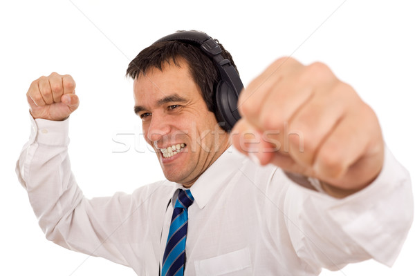Businessman releasing stress listening to music Stock photo © lightkeeper