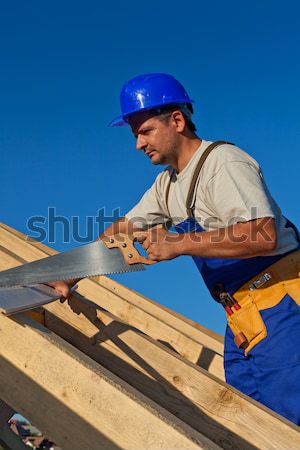 Stock foto: Zimmermann · Gebäude · Dach · Struktur · fahren · groß