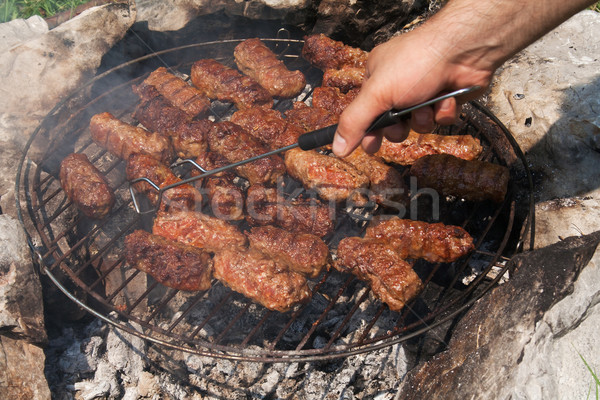 Barbecue nyitva űr tűz étel füst Stock fotó © lightkeeper