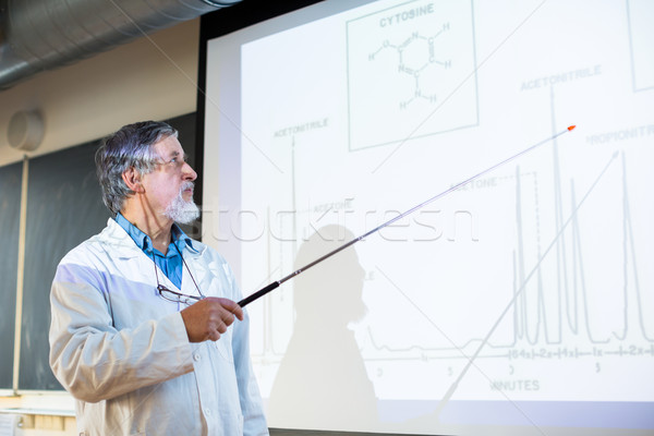 Kıdemli kimya profesör ders sınıf tok Stok fotoğraf © lightpoet