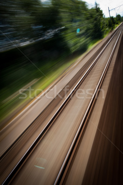 Demiryolu hızlı hareketli tren hareket bulanık Stok fotoğraf © lightpoet