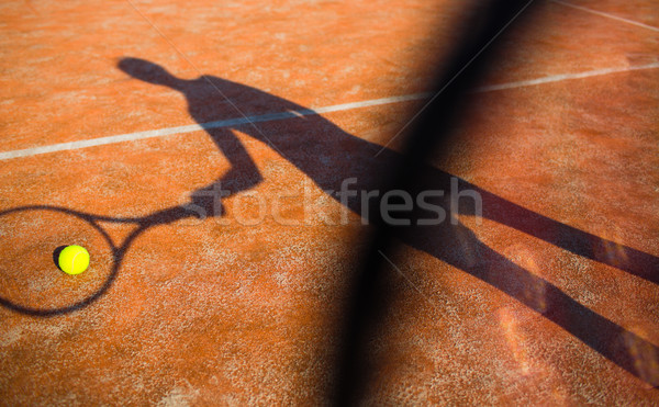 Сток-фото: тень · действий · теннисный · корт · изображение · теннисный · мяч